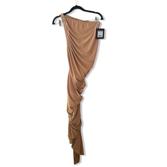 Norma Kamali Diana Gown nude tan midi dress bodycon Revolve New S - Picture 7 of 13